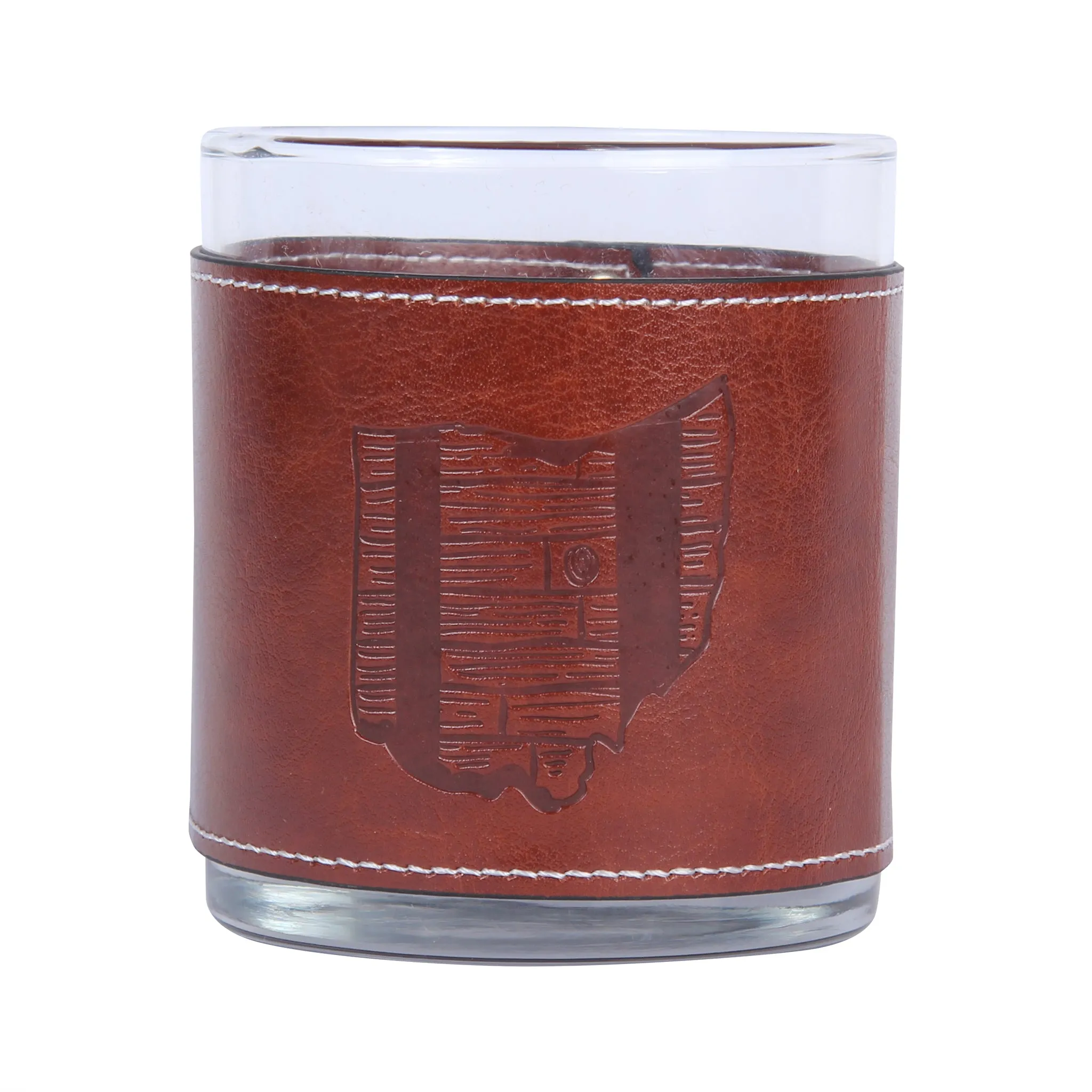 Ohio Bourbon Barrel Faux Leather Rocks Glass