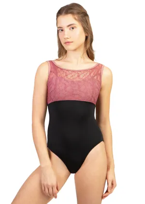 ON SALE Chateau Lace Illusion Tank Leotard (Pink)