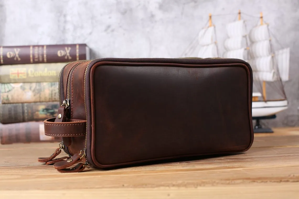 Personalized Leather Toiletry Bag, Groomsmen Gift, Mens Shaving Kit, Gifts for Him, Christmas Gift