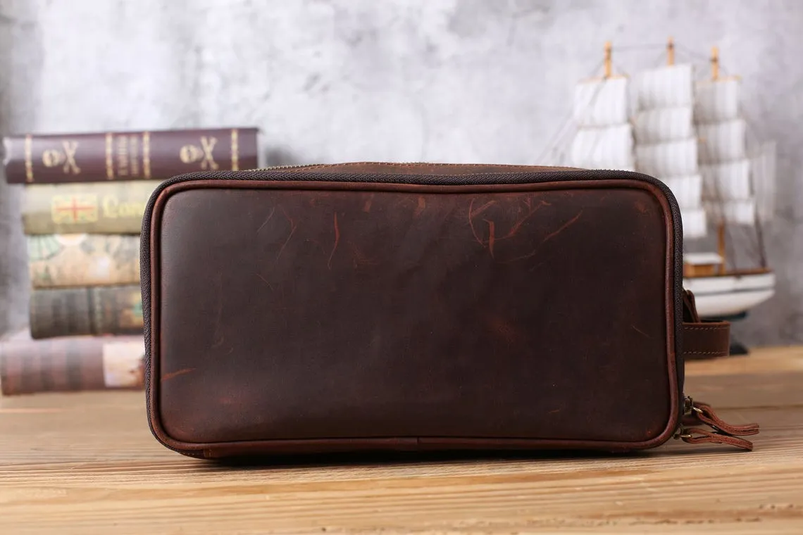 Personalized Leather Toiletry Bag, Groomsmen Gift, Mens Shaving Kit, Gifts for Him, Christmas Gift