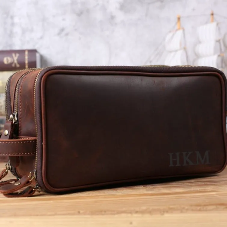 Personalized Leather Toiletry Bag, Groomsmen Gift, Mens Shaving Kit, Gifts for Him, Christmas Gift