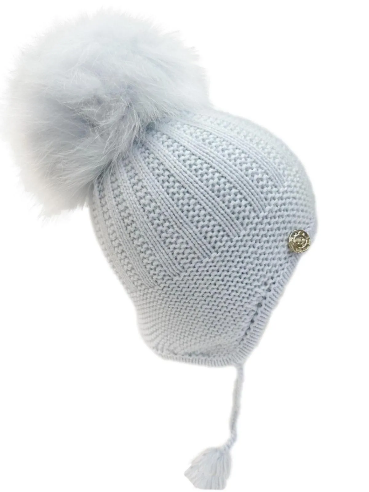 Petite Maison Kids Blue 'London' Faux Fur Fur Pom Aviator Hat