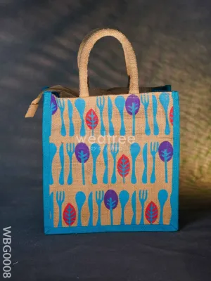 Printed Jute Bag with Zipper - WBG0008