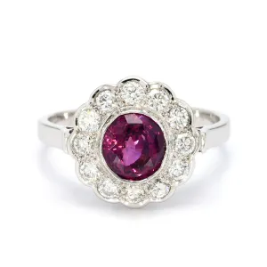 Purple Sapphire Halo Ring