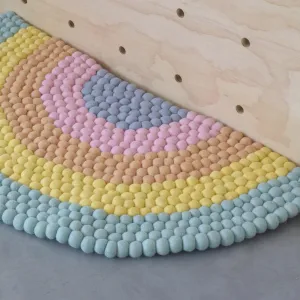 Rainbow Felt Ball Rug - Pastel