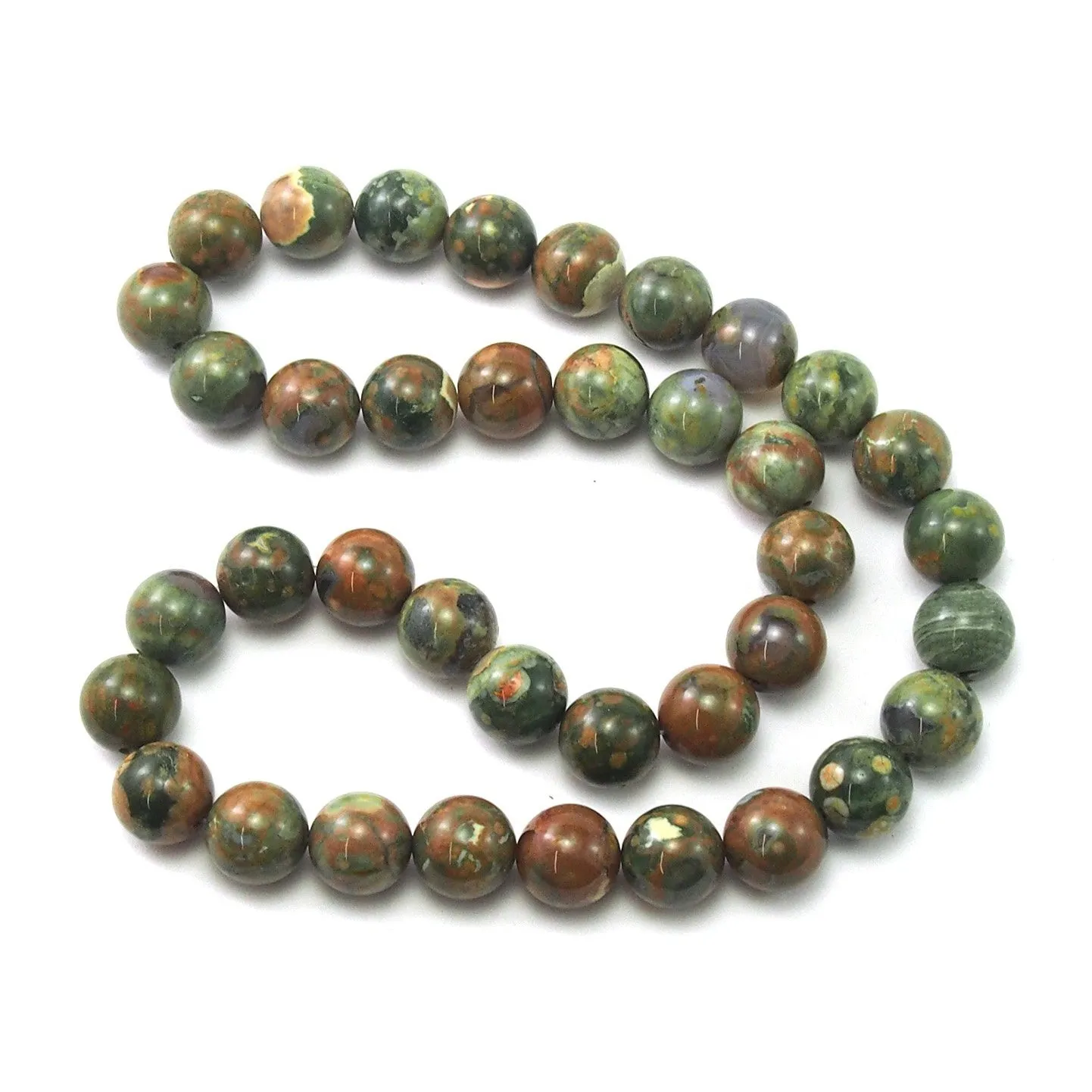 Rainforest Jasper Smooth Rounds 10mm Strand