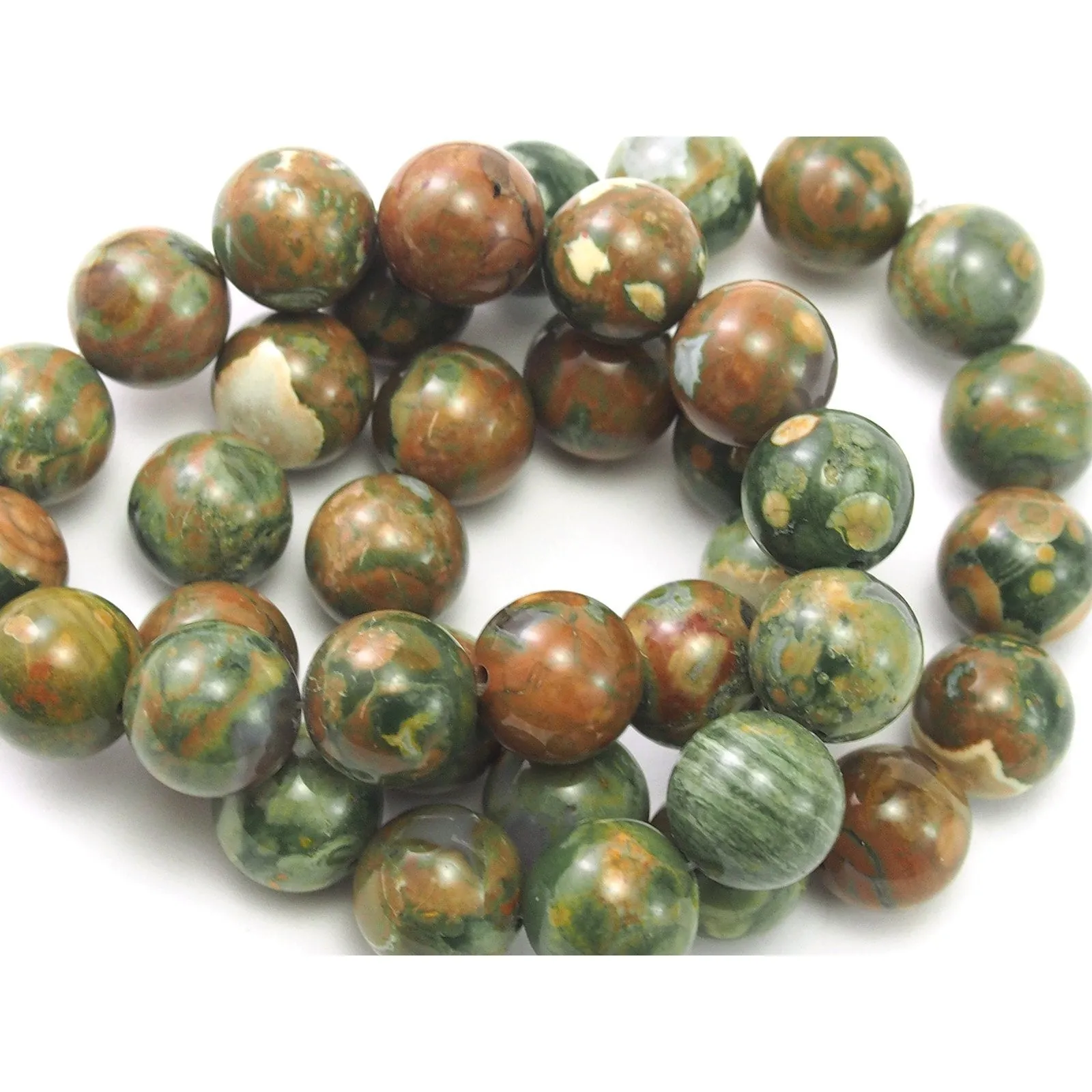 Rainforest Jasper Smooth Rounds 10mm Strand