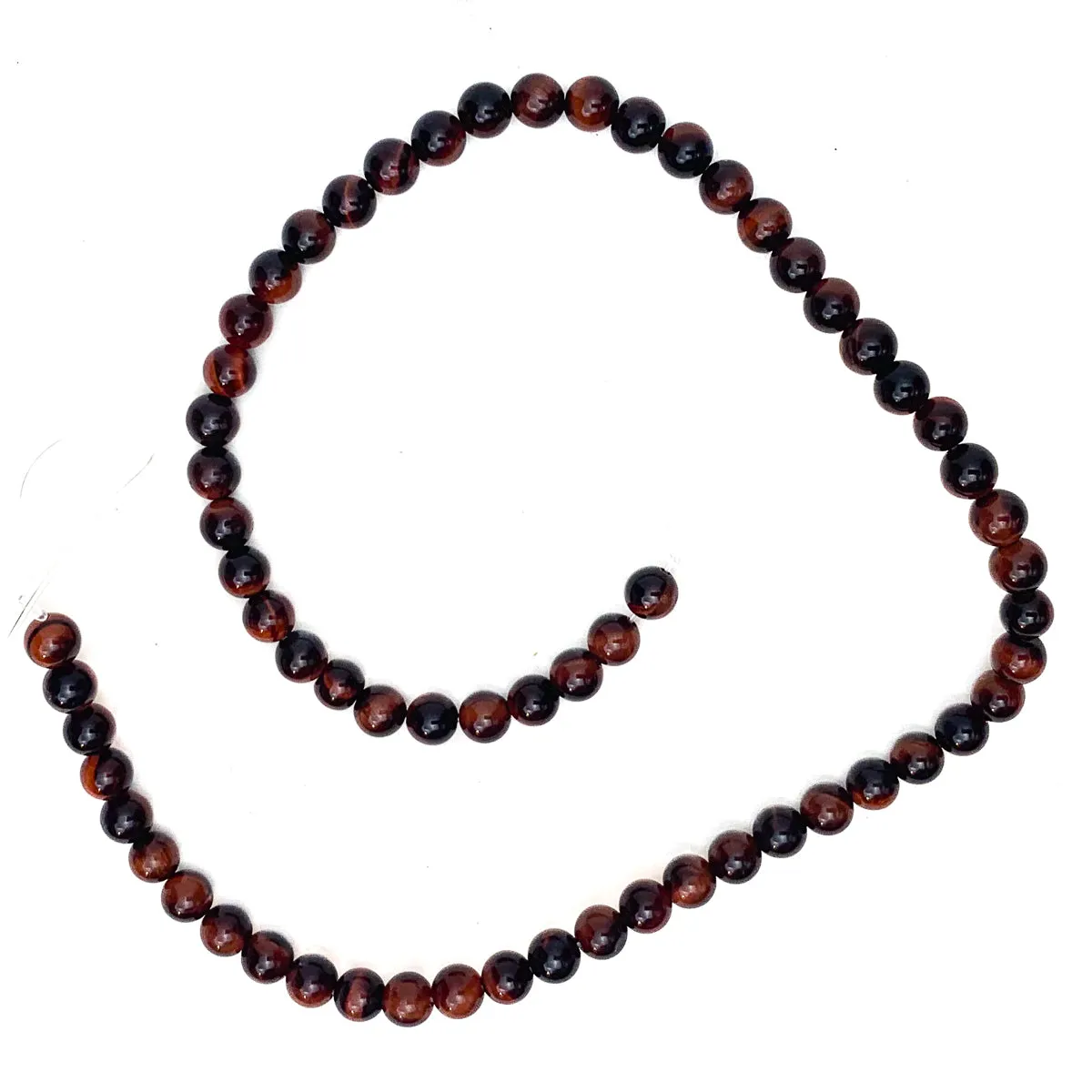 Red Tiger's Eye Fine 6mm Smooth Rounds Bead Strand