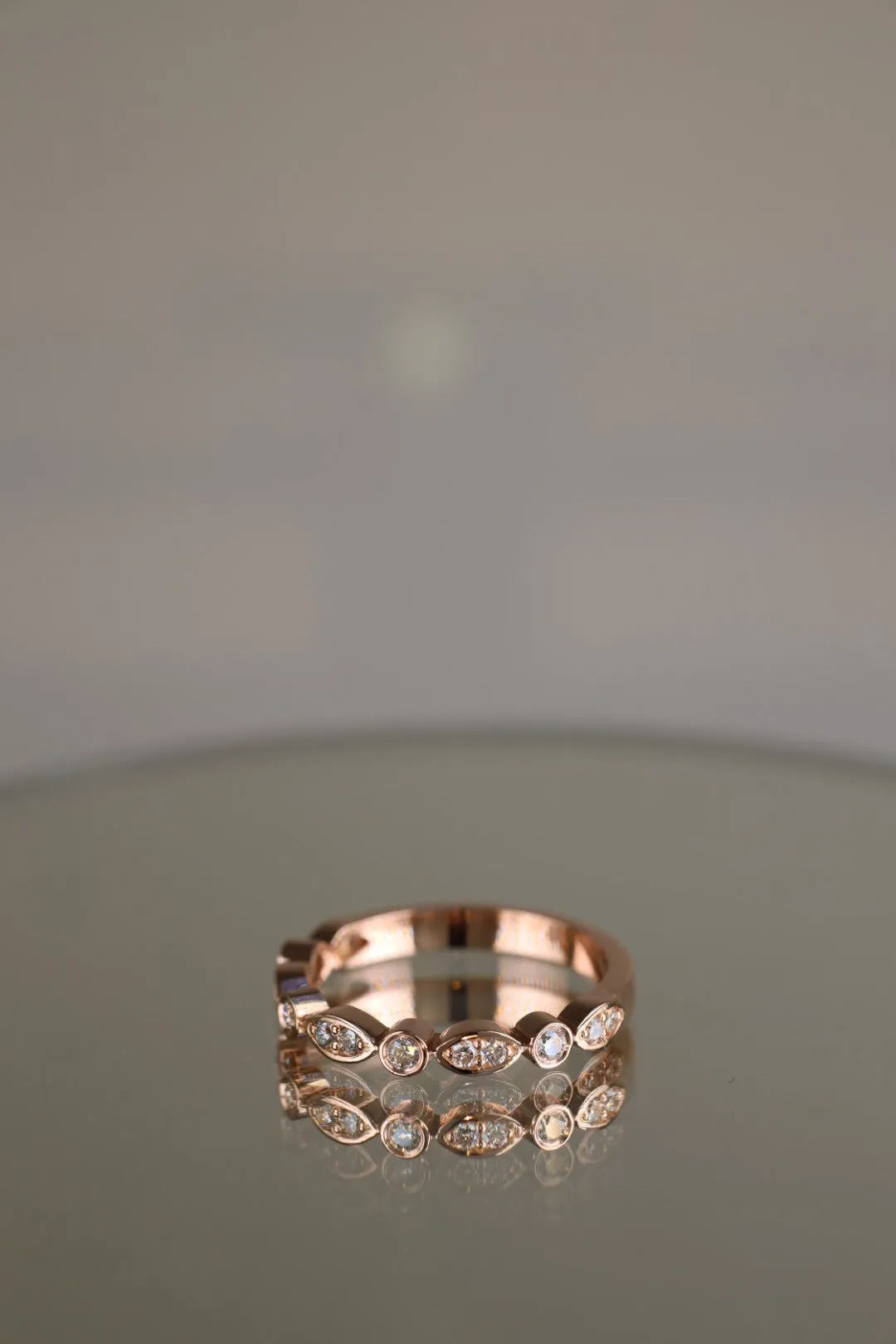 Rose gold art deco round brilliant diamond ring