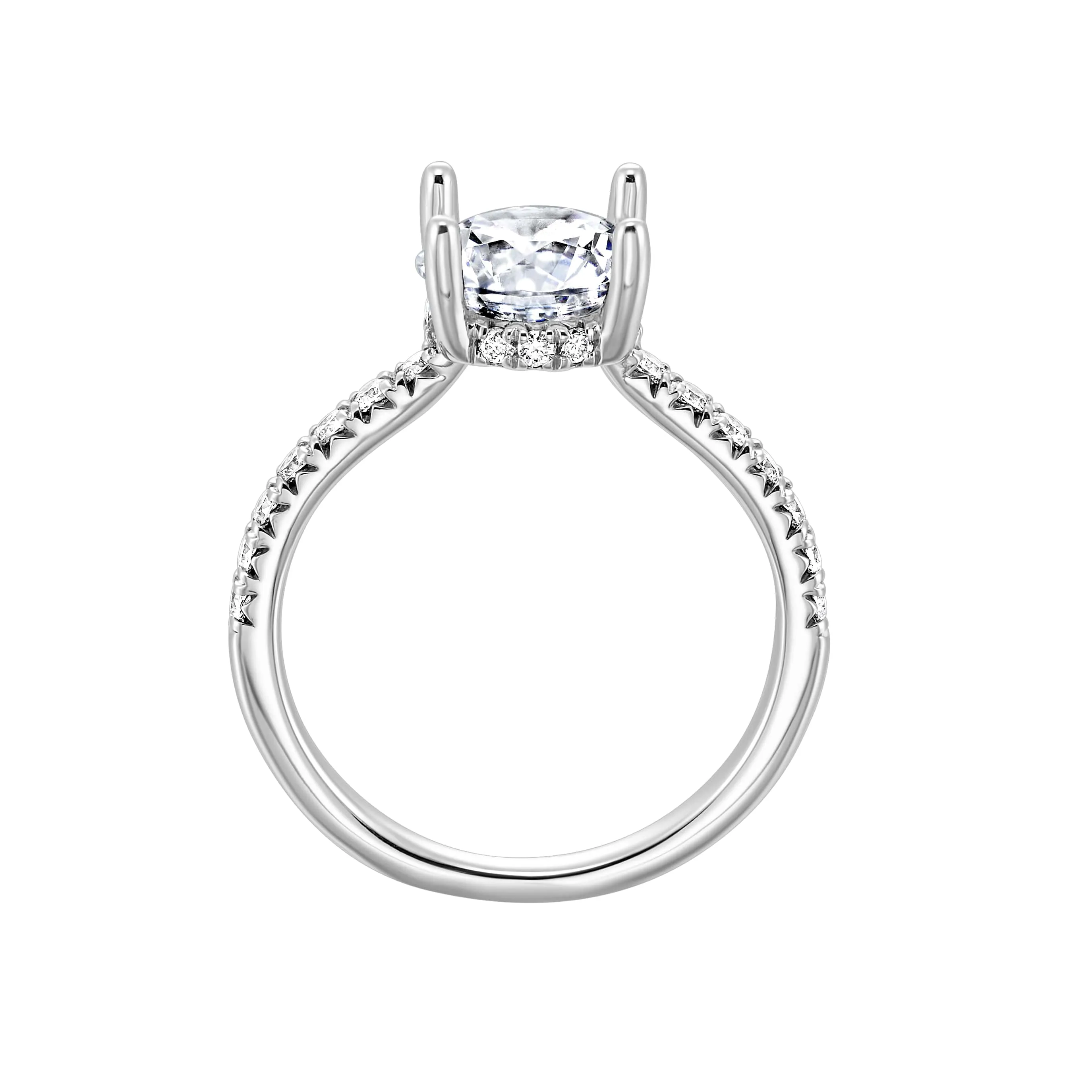 Round Brilliant Cut Hidden Halo Lab-Created Diamond Pave Engagement Ring in White Gold, 2.38 cttw