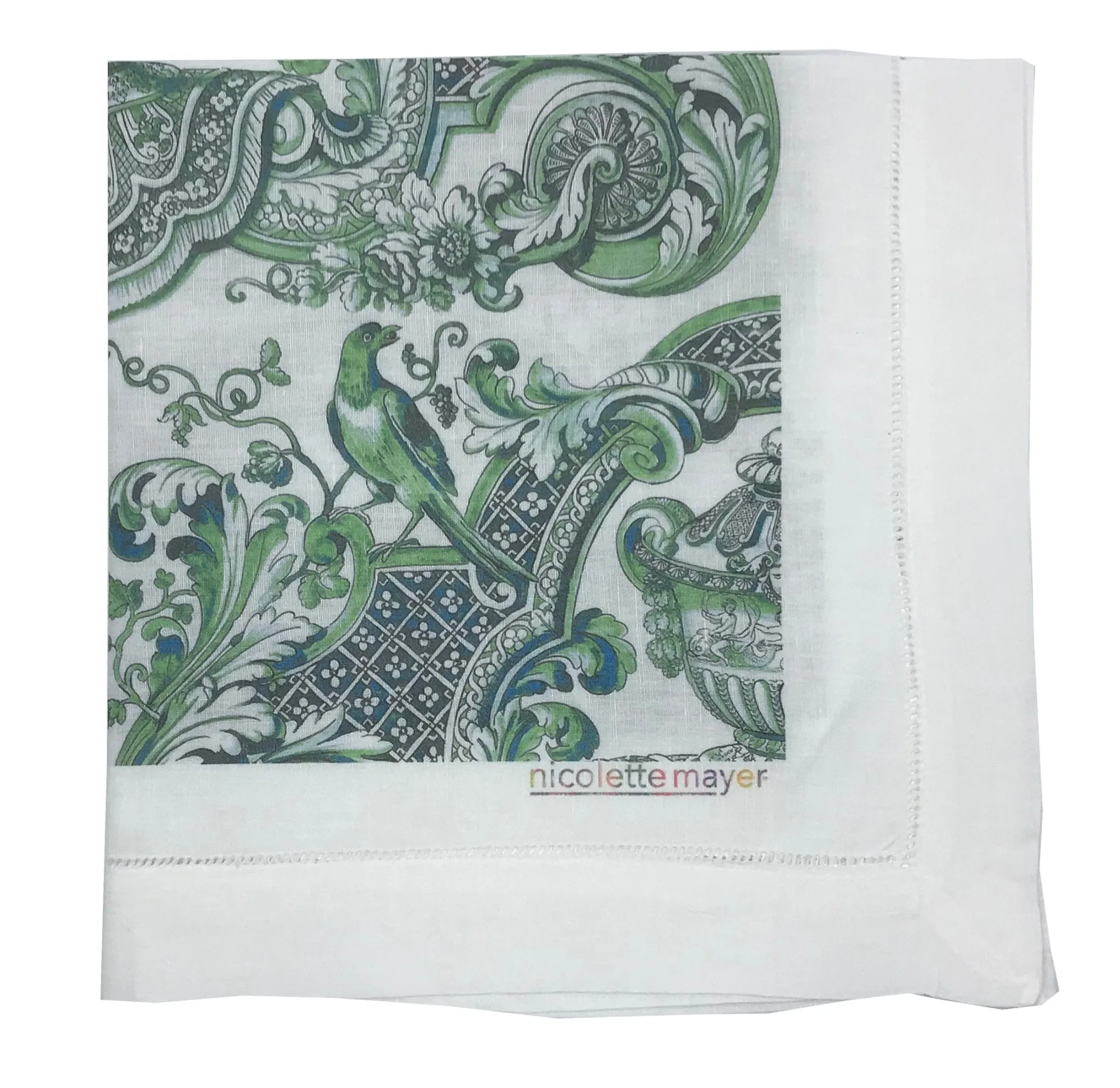 Royal Delft William And Mary Green 22X22" Set Of 4, Hemstitch Table Napkins