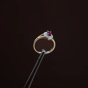 Ruby Ring 10K Yellow Gold With Zirconia / 2gr / Size 7