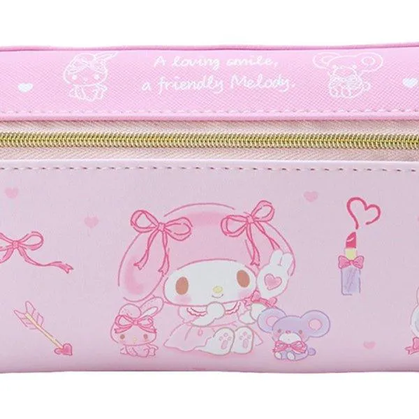 SANRIO Double Leather Pencil Case Melody KIKI & LALA Little twin stars Cinnamoroll Metal Zipper