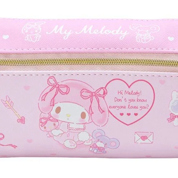 SANRIO Double Leather Pencil Case Melody KIKI & LALA Little twin stars Cinnamoroll Metal Zipper