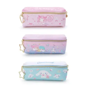 SANRIO Double Leather Pencil Case Melody KIKI & LALA Little twin stars Cinnamoroll Metal Zipper