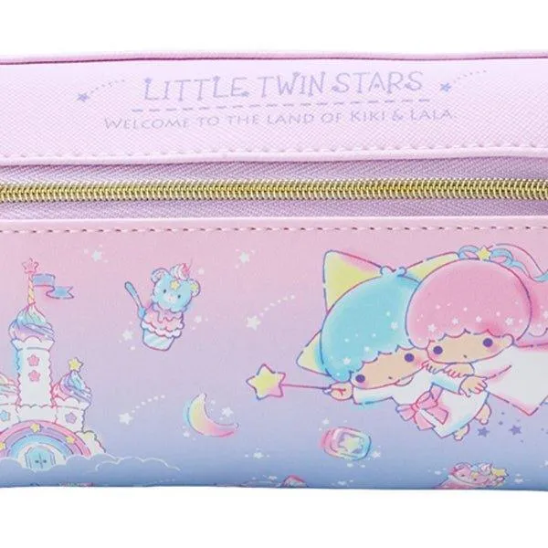 SANRIO Double Leather Pencil Case Melody KIKI & LALA Little twin stars Cinnamoroll Metal Zipper