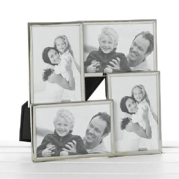 Silver 4 Picture Collage Photo Frame