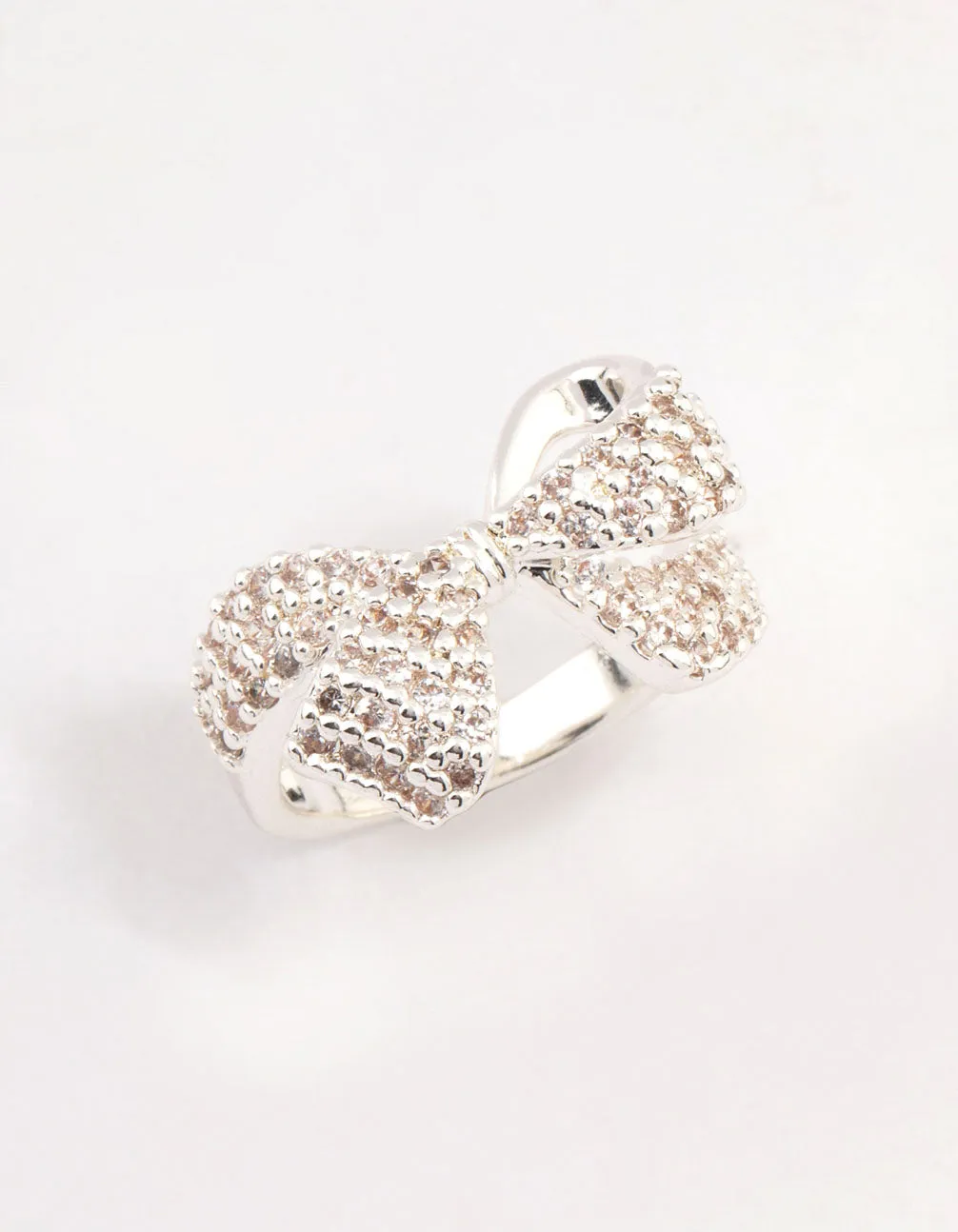 Silver Plated Precious Bow Ring