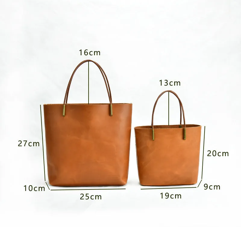 Simple Style Vege Tanned Leather Tote Handbags 9020