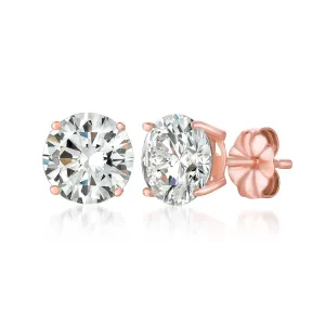 Solitaire Brilliant Stud Earrings Finished in 18kt Rose Gold - 4.0 Cttw