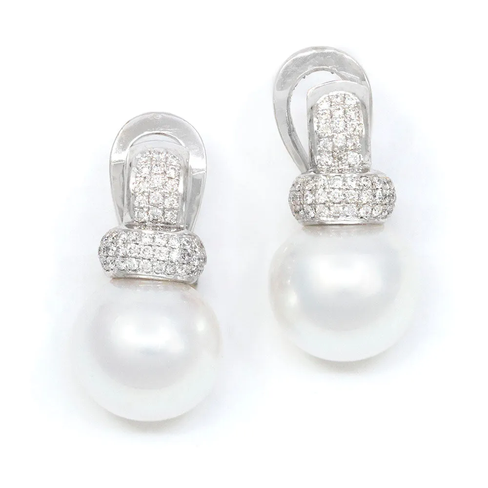 South Sea Pearl Earrings with Diamonds