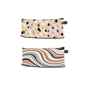 Spot & Swirl Design Pencil Case - Assorted Colours Zippered Stationery Organiser