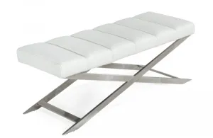 St. Paul - Contemporary White & Brushed Stainless Steel Bench