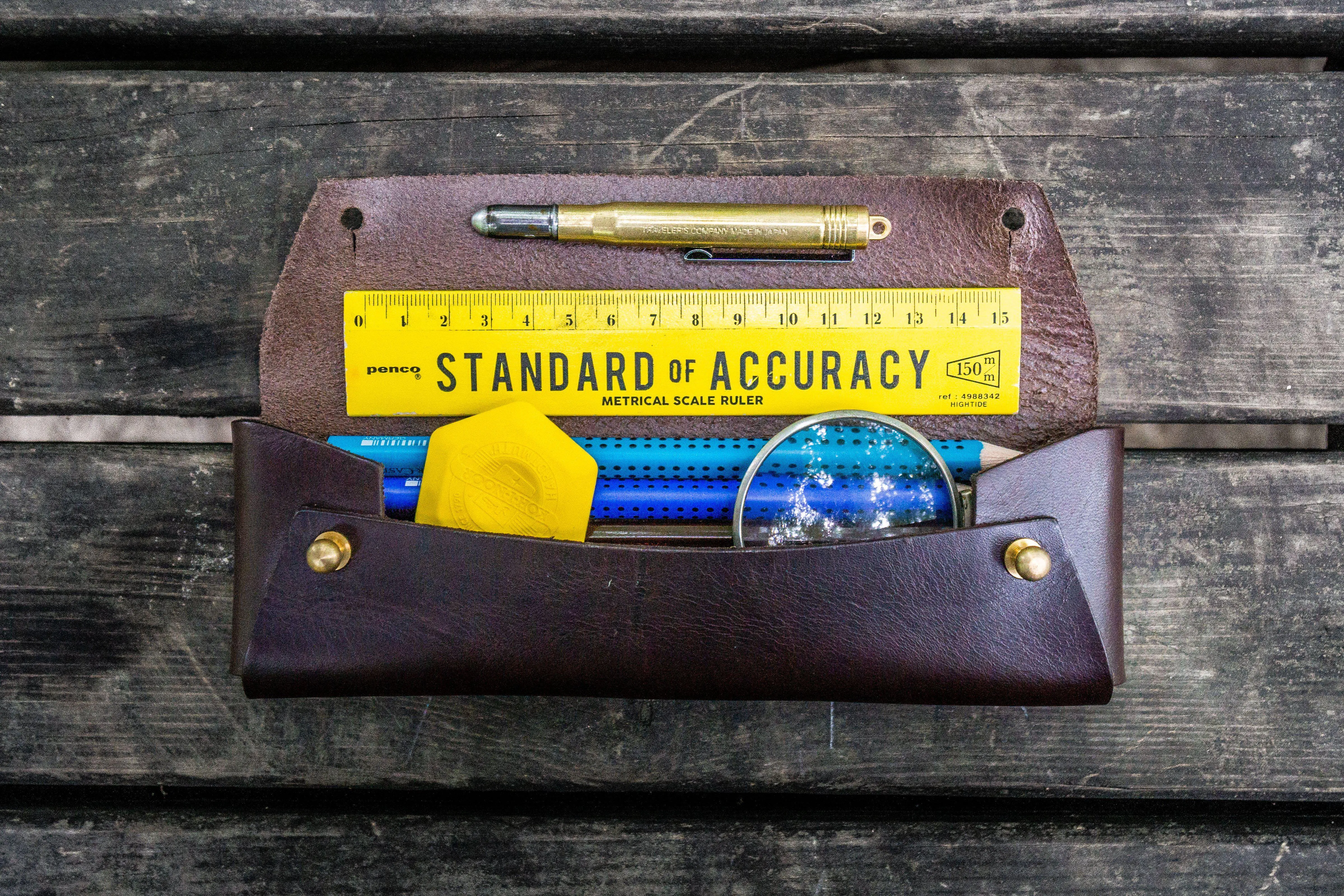 The Student Leather Pencil Case - Dark Brown