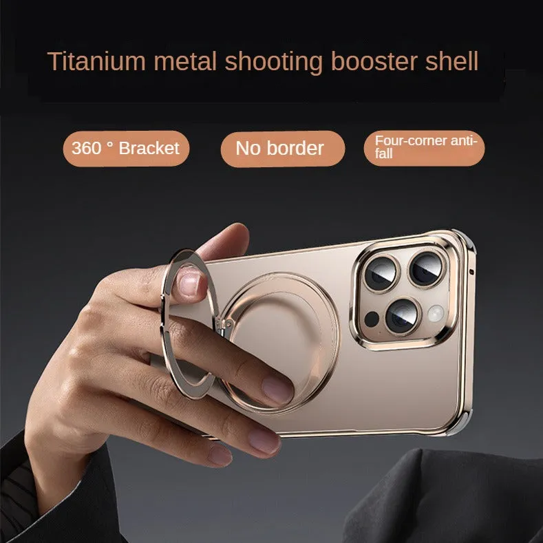 Titanium Metal Shooting Booster Phone Case With 360 ° Rotation Magnetic Bracket For iPhone