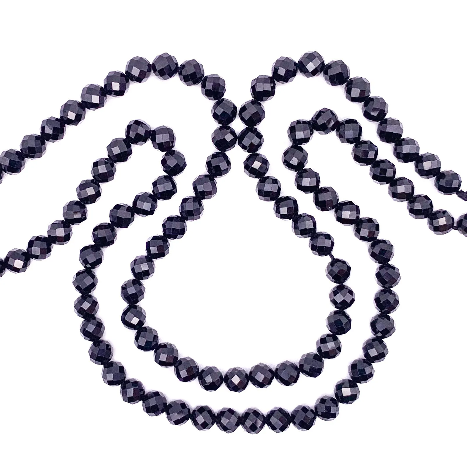 Tourmaline Black 7mm Faceted Round Bead Strand