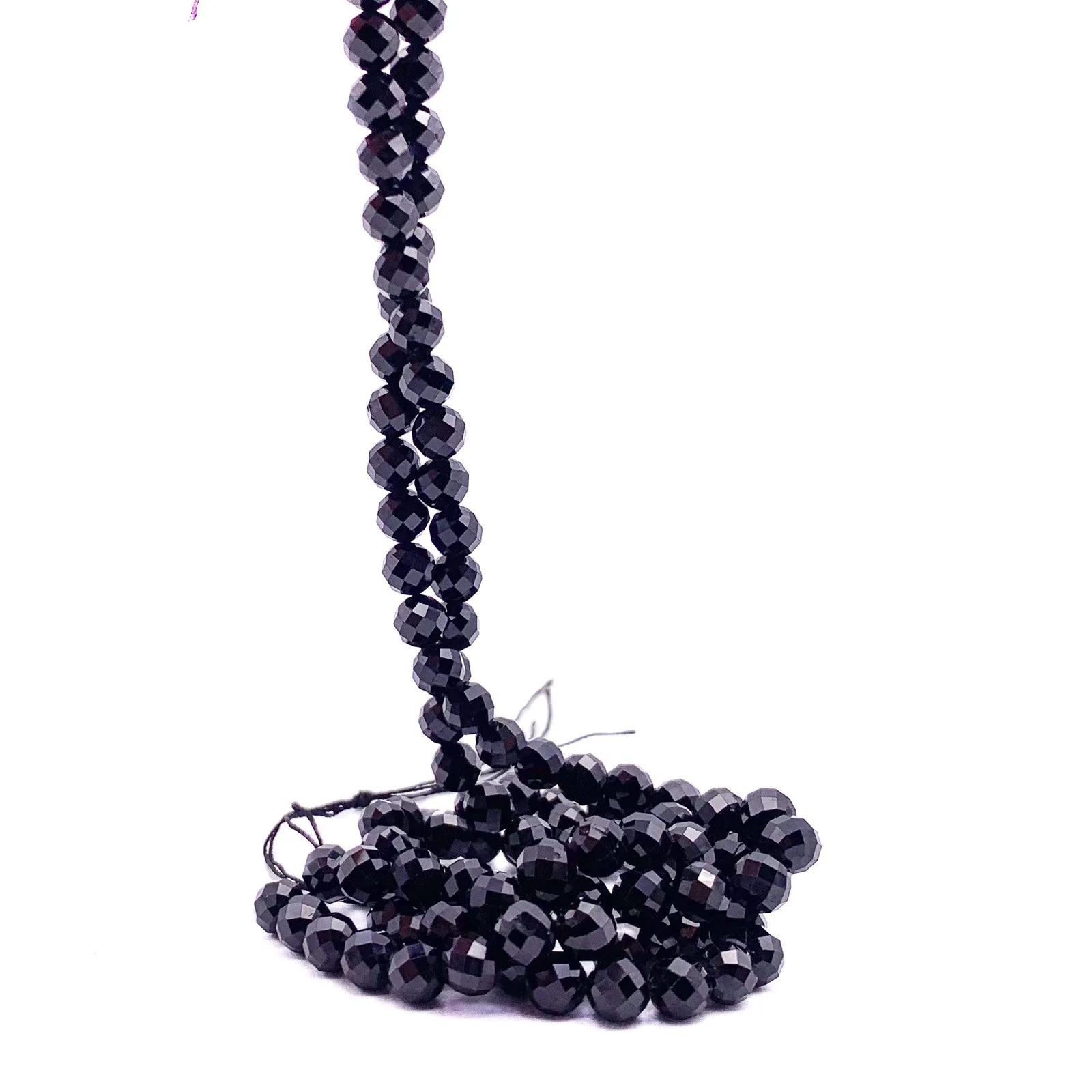 Tourmaline Black 7mm Faceted Round Bead Strand