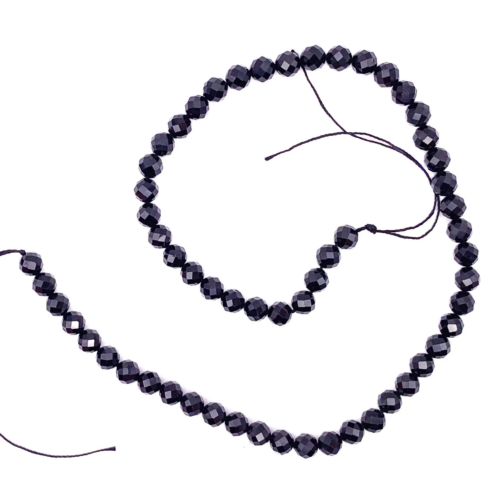 Tourmaline Black 7mm Faceted Round Bead Strand