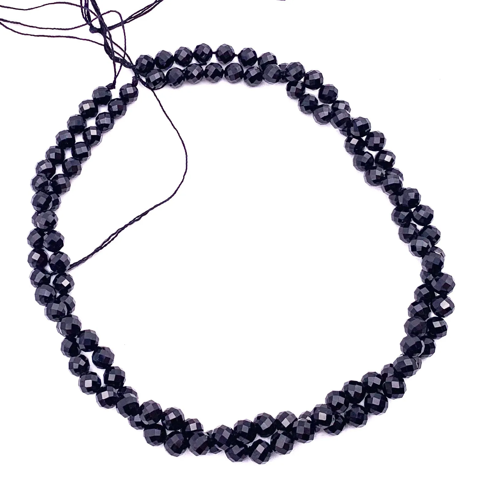 Tourmaline Black 7mm Faceted Round Bead Strand