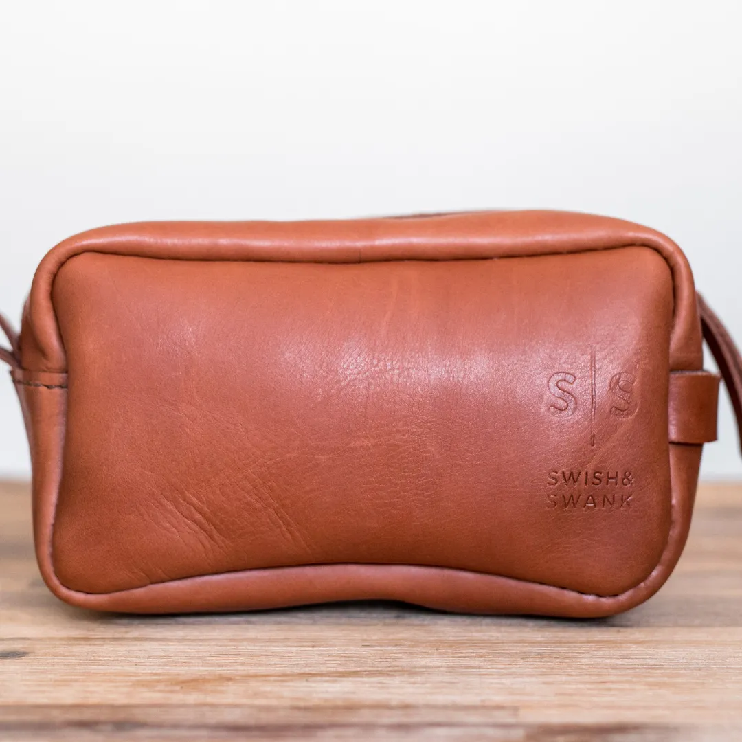 Unisex Genuine Leather Toiletry Bag Hazelnut