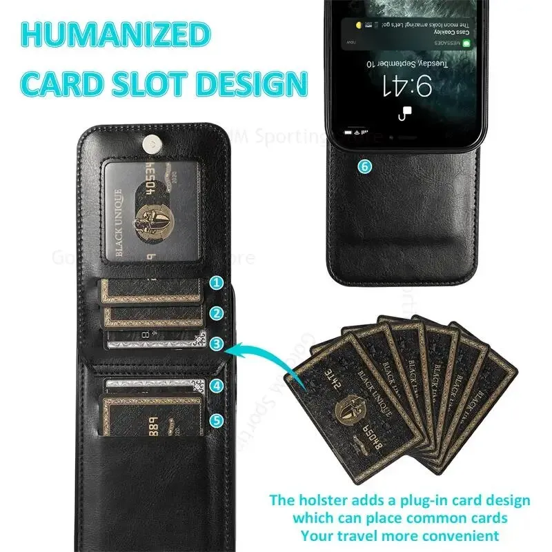 Vertical Flip Wallet PU Leather Phone Case With Multiple Card Slot Stand For iPhone