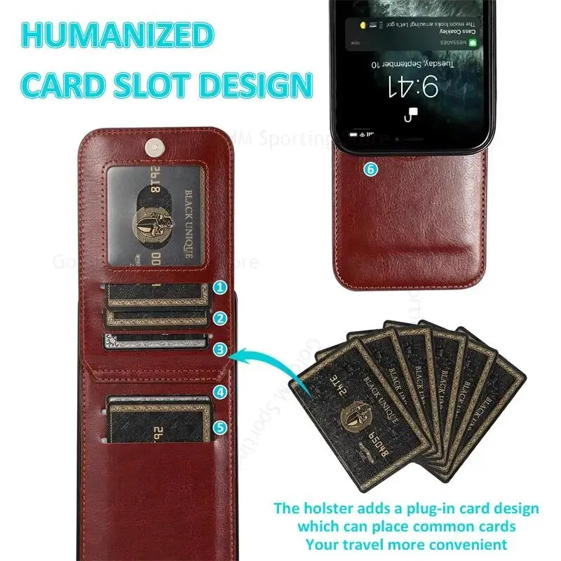 Vertical Flip Wallet PU Leather Phone Case With Multiple Card Slot Stand For iPhone