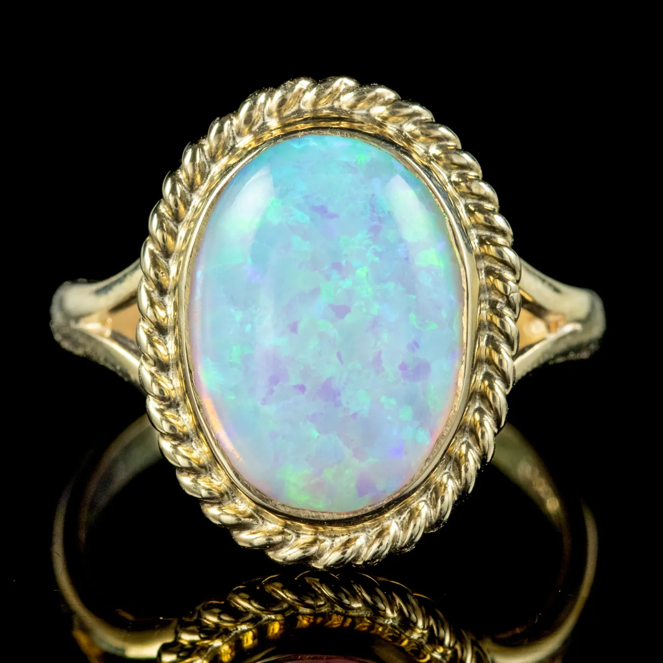 Victorian Style Opal Gold Ring 9ct Gold 6ct Opal