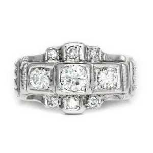 Vintage 3 Stone Diamond Engagement Ring with Accents