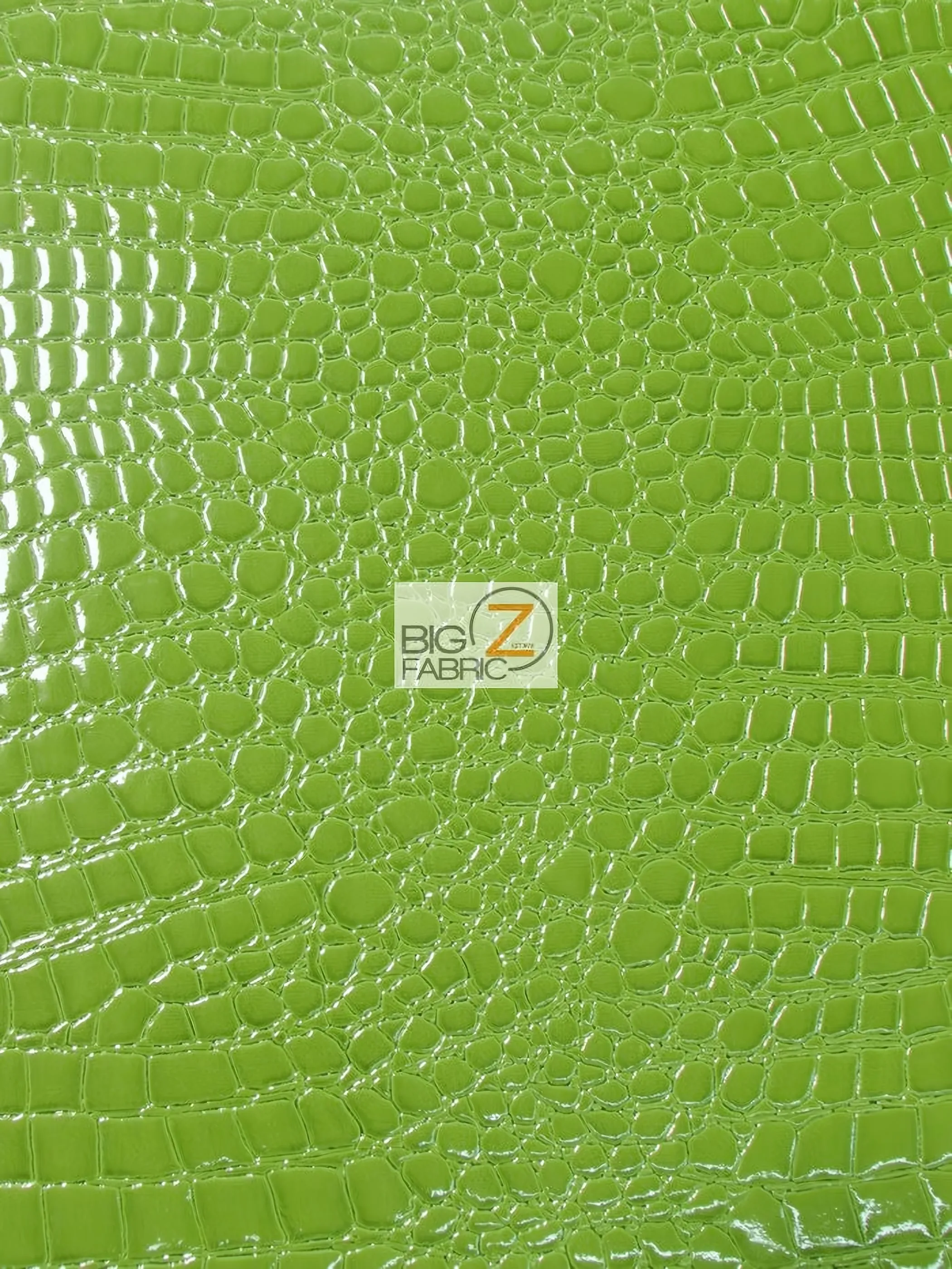 Vinyl Faux Fake Leather Pleather Embossed Shiny Alligator Fabric / Lime / By The Roll - 30 Yards