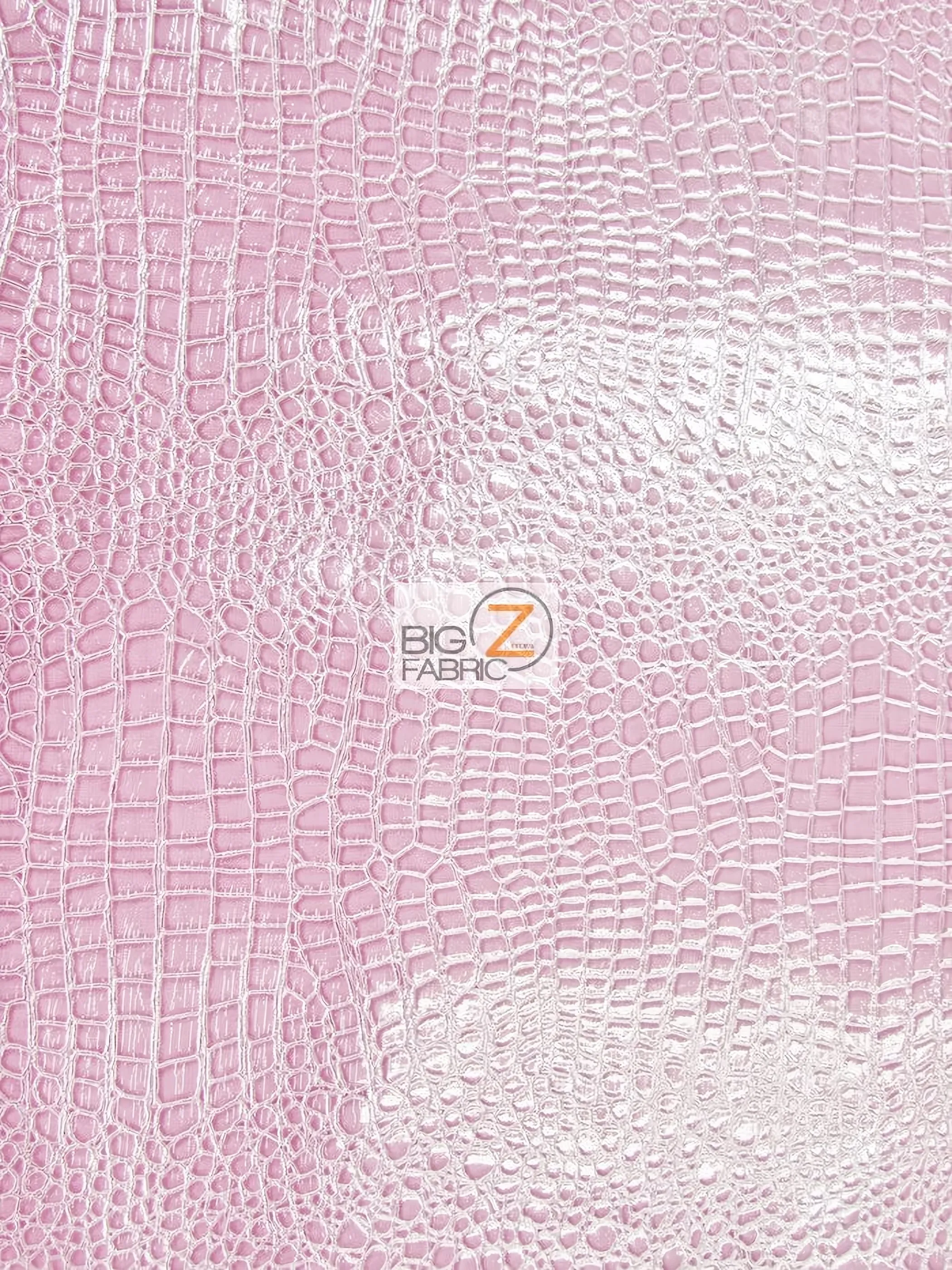 Vinyl Faux Fake Leather Pleather Embossed Shiny Alligator Fabric / Pink / By The Roll - 30 Yards