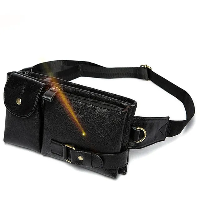 WESTAL Genuine Leather Waist Packs Men Waist Bags