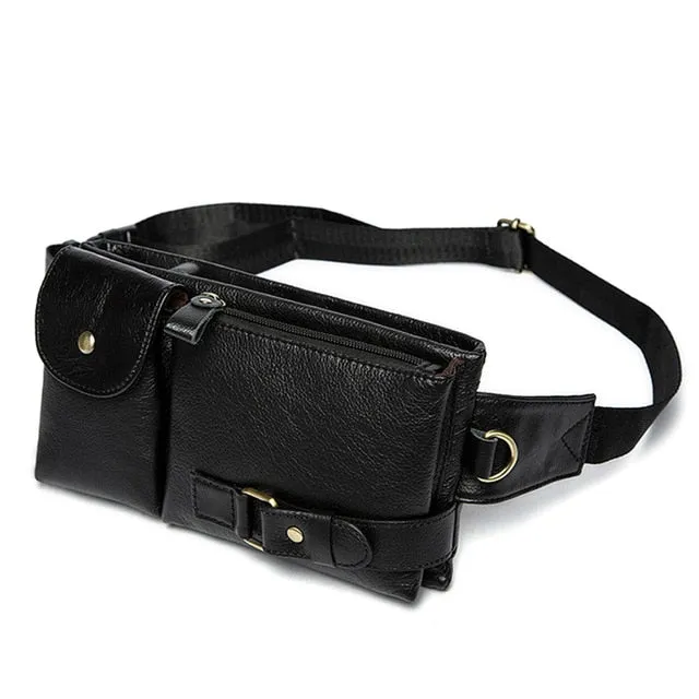 WESTAL Genuine Leather Waist Packs Men Waist Bags