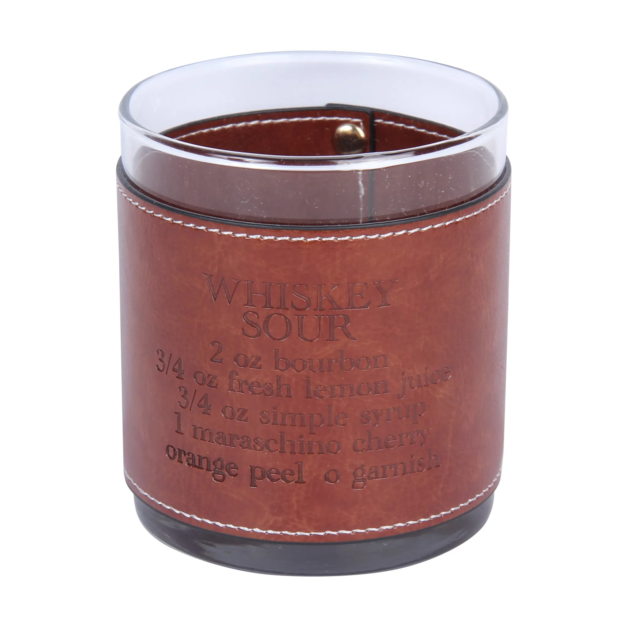 Whiskey Sour Recipe Faux Leather Rocks Glass