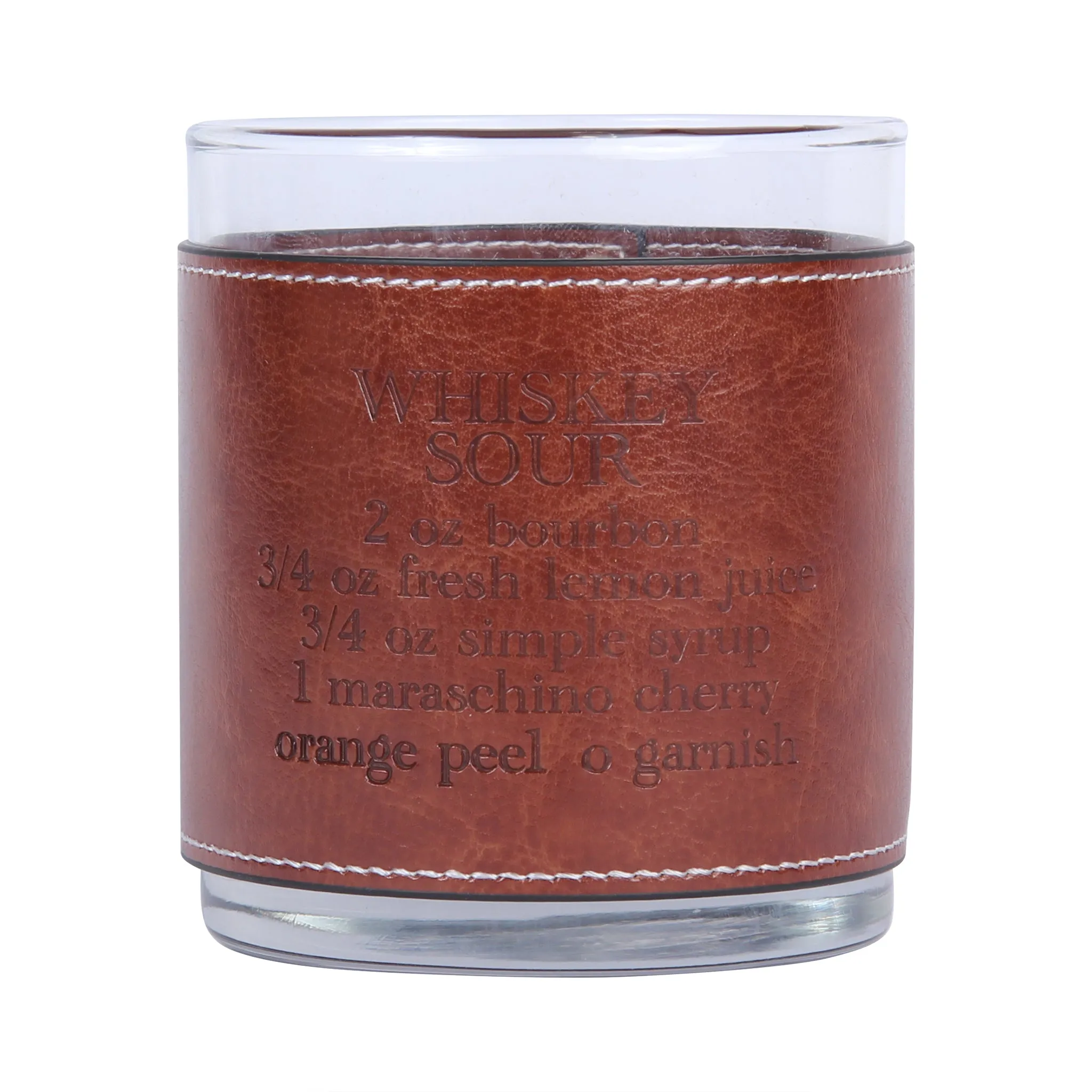 Whiskey Sour Recipe Faux Leather Rocks Glass