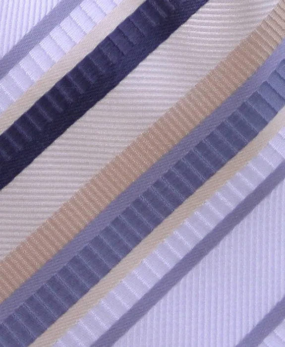 White, Charcoal, Silver, Gold Striped Tie