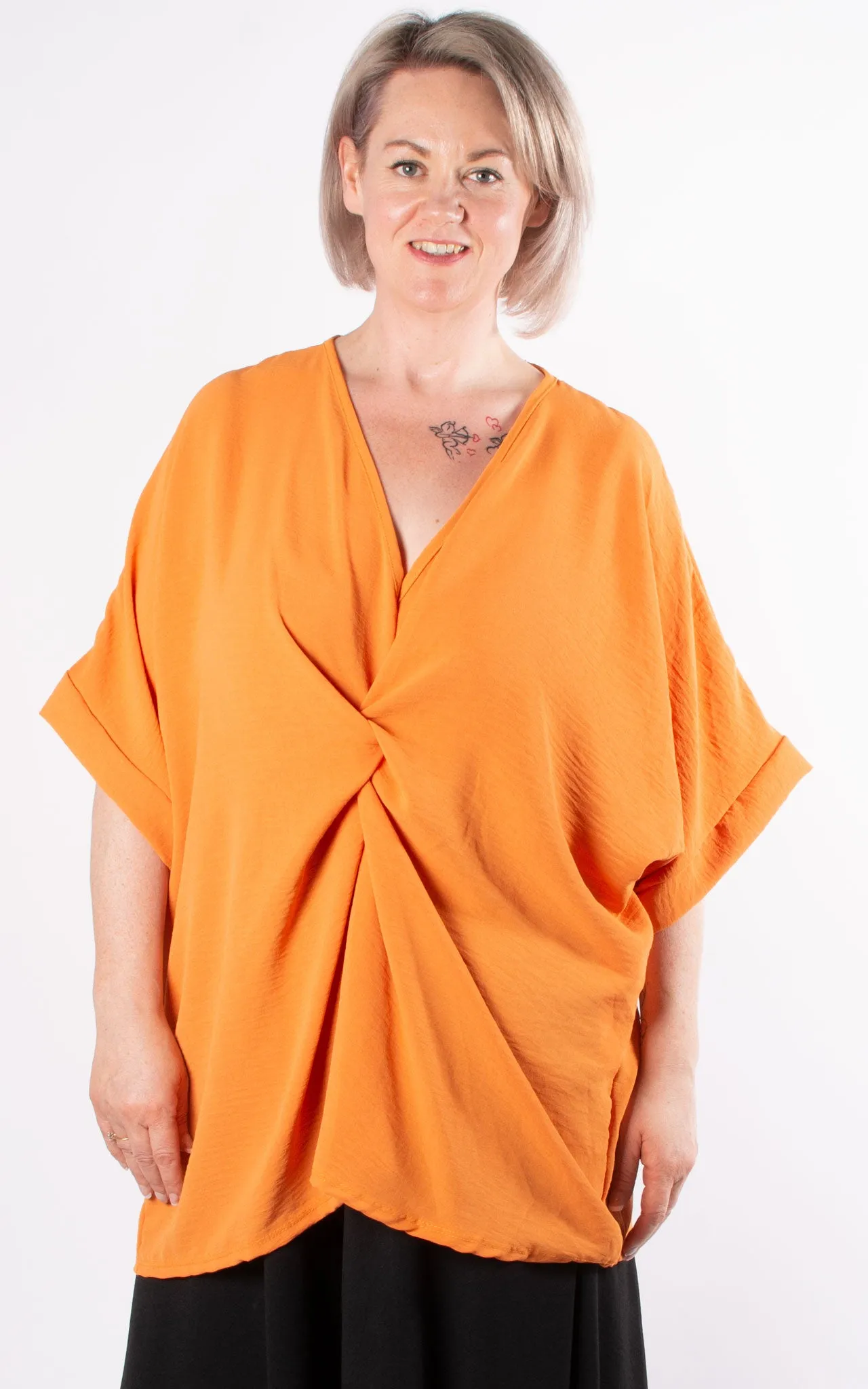 Whoopi Twisted V-Neck Top | Orange