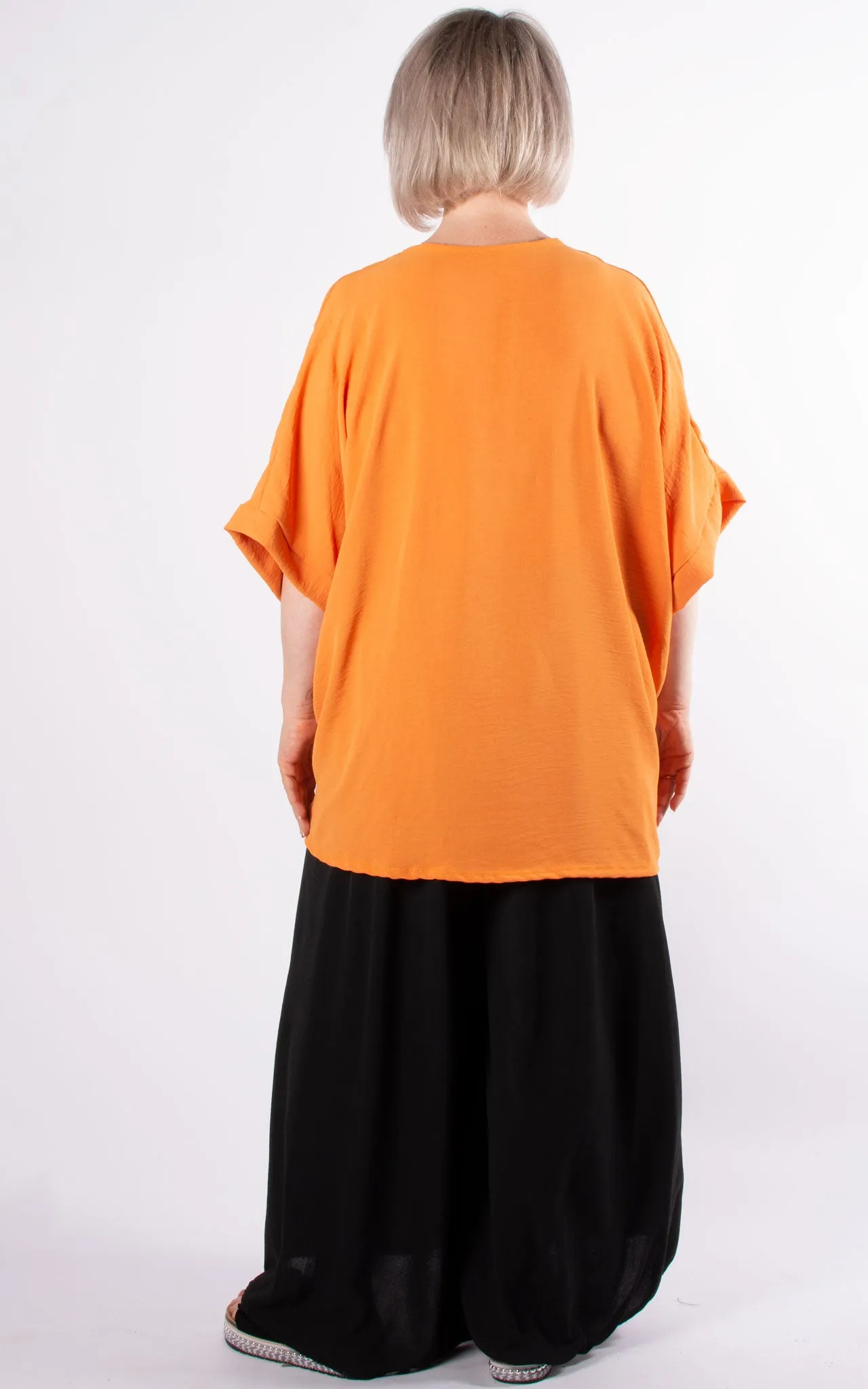 Whoopi Twisted V-Neck Top | Orange