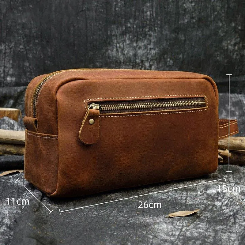 Woosir Leather Toiletry Bag Dopp Kit Shaving Case