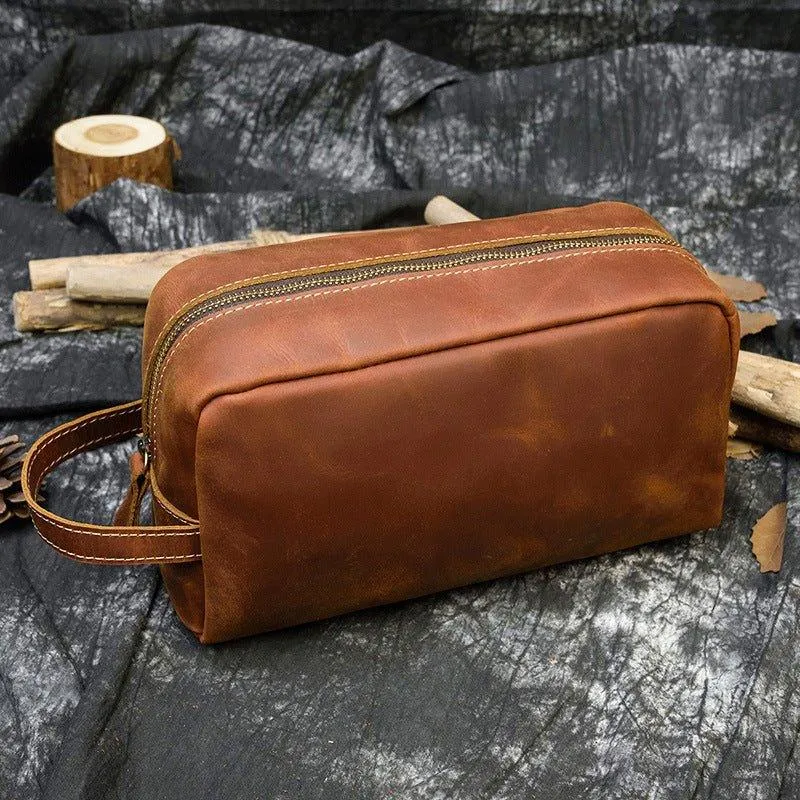 Woosir Leather Toiletry Bag Dopp Kit Shaving Case