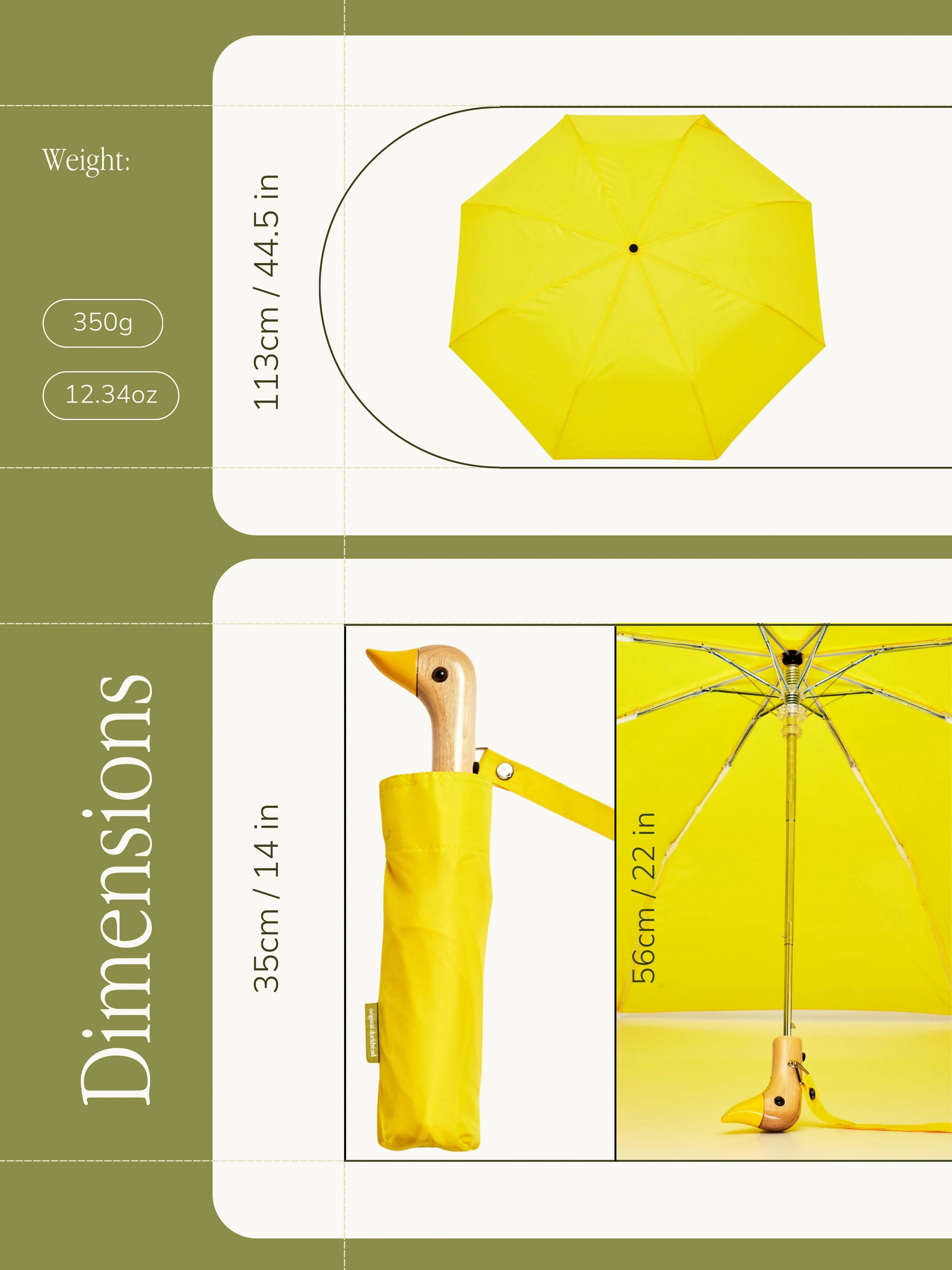 Yellow Eco-Friendly Compact Duck Umbrella